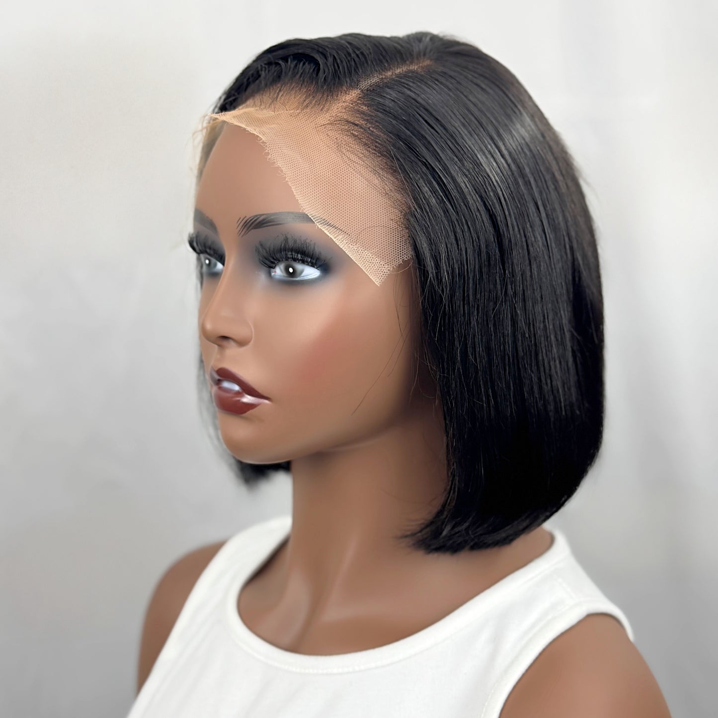 Sleek Blunt Cut 5x7 HD Lace Closure Wig – Side Part, 8 Inches, 200% Density