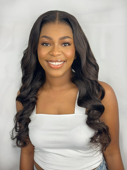 12A Body Wave Raw Human Hair Wig – 13x4 HD Lace Closure Black (#1B), 26 Inches 300% Density