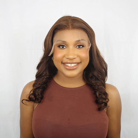 Luxury Raw Curly Hair Wig – 6x8 HD Closure, 22 Inches, Color #4, 250% Density