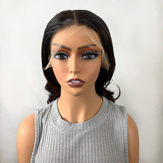 Curly 12A Raw Hair Pre-Styled 6x8 Closure HD Lace Wig – 14 inches, 300 %density