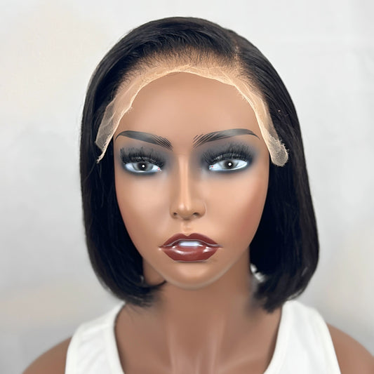 Sleek Blunt Cut 5x7 HD Lace Closure Wig – Side Part, 8 Inches, 200% Density